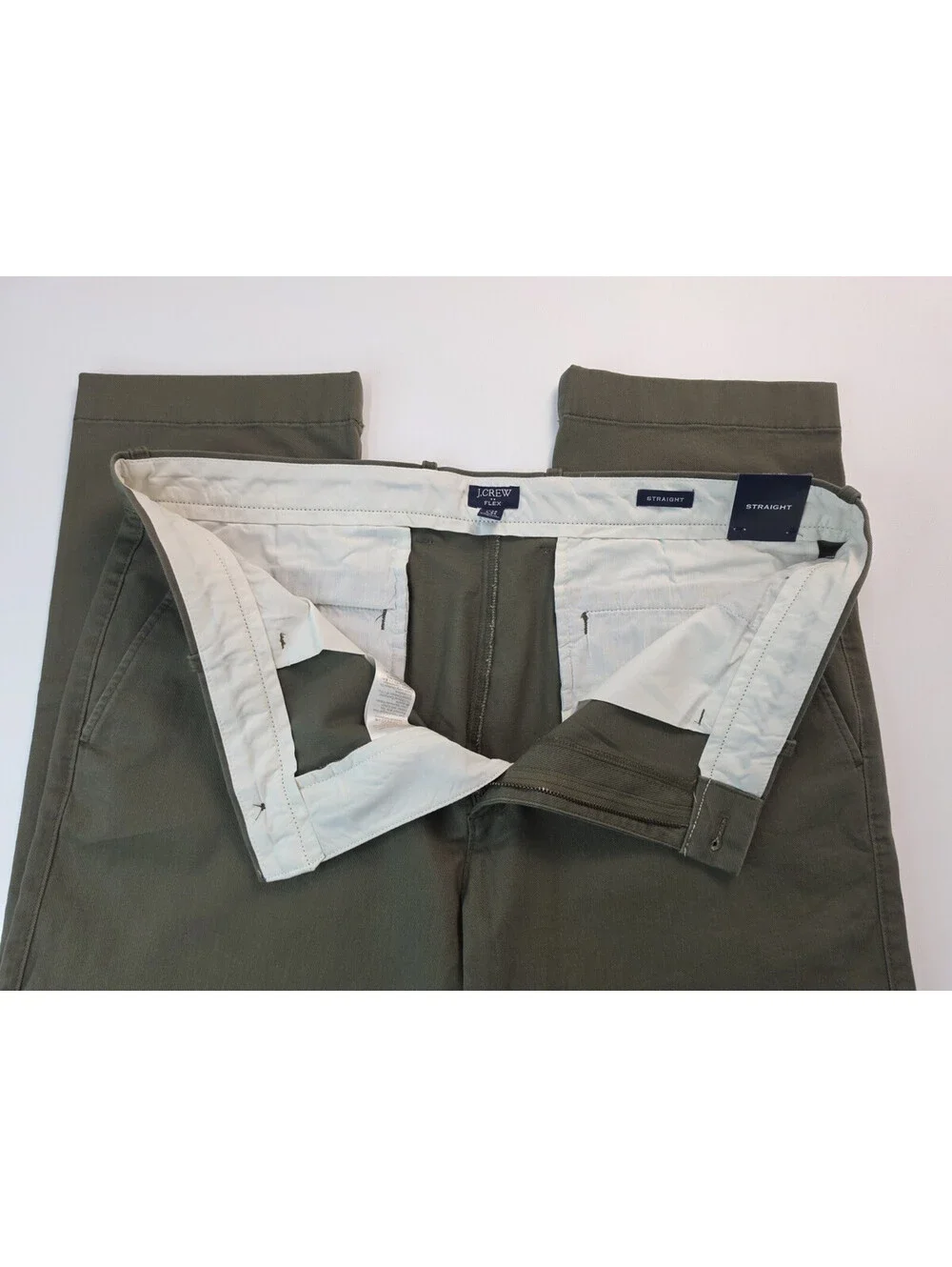 J Crew Olive Green Chino Pants Trousers Flex Straight Size 36x32 NEW NWT